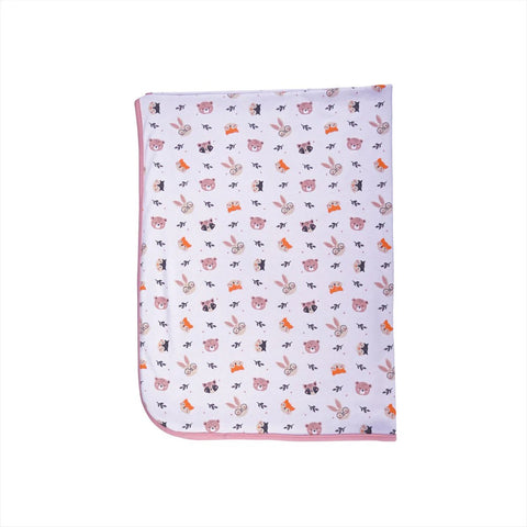 Pink Bunny Theme Reversible Cotton Muslin Blankets