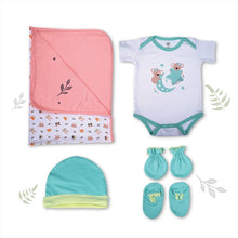 Load image into Gallery viewer, Hugs Gift Set With Onesie, Cap, Booties, Mitten, Bib &amp; Blanket
