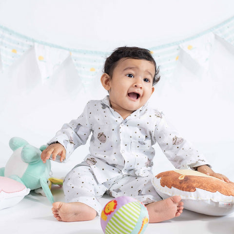 Stars & Moon Theme Full Sleeves Organic Cotton Night Suit