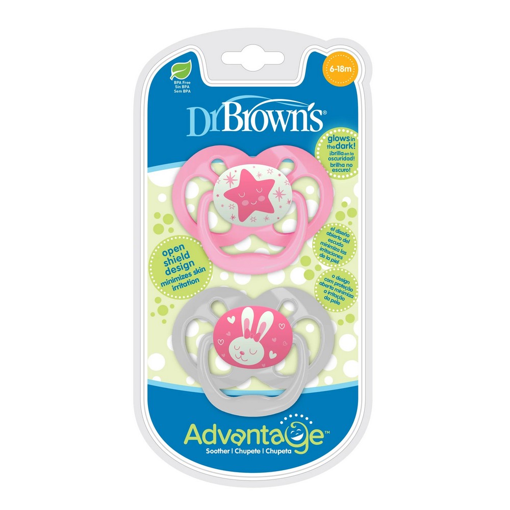 Advantage Glow In The Dark Pacifiers- 2 Count