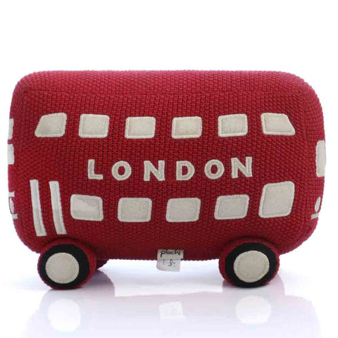 Wheels On The Bus Cotton Knitted Stuffed Soft Toy - Red