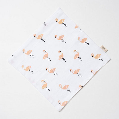 White Tropical Flamingo Theme Muslin Washcloth Pack Of 2