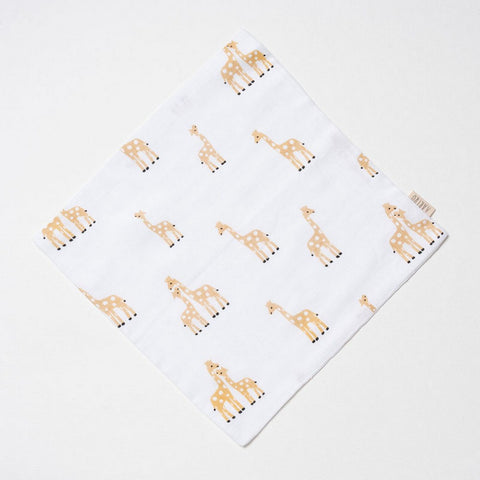 White Giraffe Printed Muslin Washcloth Pack Of 2