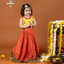 Load image into Gallery viewer, Yellow Embroidered Work Top with Ghagra