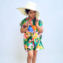 Load image into Gallery viewer, Green Floral Printed Kaftan Dress