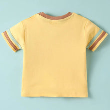 Load image into Gallery viewer, Yellow Lion Printed Half Sleeves T-Shirt With Brown Shorts
