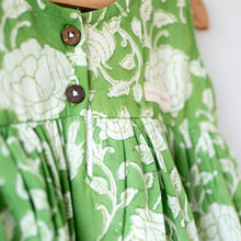 Load image into Gallery viewer, Green Floral Hand Block Printed Layered Dress