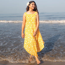 Load image into Gallery viewer, Yellow Floral Hand Block Printed Dress