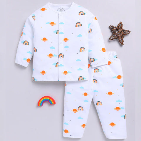 Cotton Full Sleeves Rainbow Them Nightwear Set