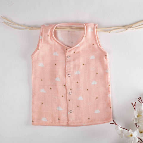 Pink Fairytale Theme Muslin Sleeveless Jhablas - Pack Of 2