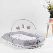 Load image into Gallery viewer, Grey Starry Nights Organic Size Adjustable Baby Nest