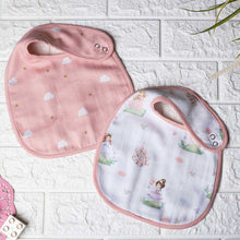 Load image into Gallery viewer, Pink Princess Theme Reversible Cotton Bibs- Set Of 2