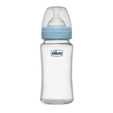 Load image into Gallery viewer, Blue Well-Being Glass Feeding Bottle - 240ml