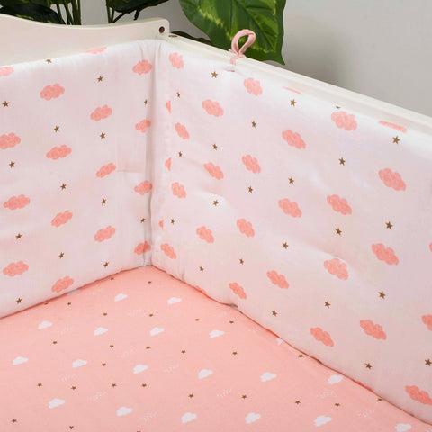 Pink Clouds Organic Cotton Cot Bumper