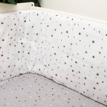 Load image into Gallery viewer, Grey Shining Stars Organic Cotton Cot Bumper