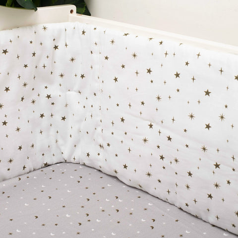 Grey Shining Stars Organic Cotton Cot Bumper