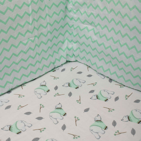 Green Polar Bear Organic Fitted Cot Sheet