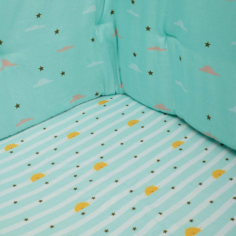 Sky Lines Theme Organic Fitted Cot Sheet