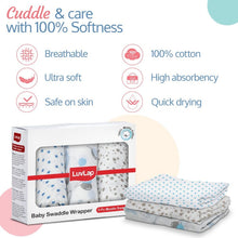 Load image into Gallery viewer, White Stars Printed Muslin Baby Swaddle Pack Of 3