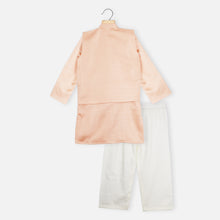 Load image into Gallery viewer, Peach Embroidered Nehru Jacket With Kurta & Pajama