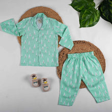 Load image into Gallery viewer, Green Pines Theme Full Sleeves Organic Cotton Night Suit