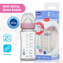 Load image into Gallery viewer, Pink Well-Being Glass Feeding Bottle - 240ml