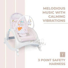Load image into Gallery viewer, 3 In 1 Rock N Play Rocker- Adjustable Backrest Recline, Detachable Toy Bar, Soothing Music & Vibration