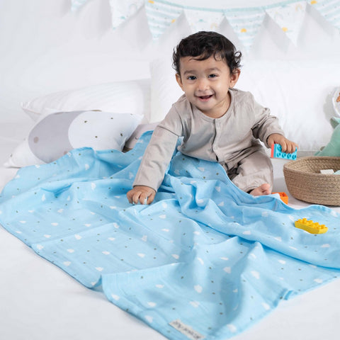 Blue Little Prince Theme Organic Muslin Swaddles- Set Of 2