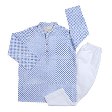 Load image into Gallery viewer, Blue Block Kurta Pajama Set