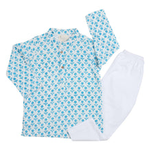 Load image into Gallery viewer, Light Blue Flower Kurta Pajama Set
