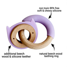 Load image into Gallery viewer, Wood + Silicone Disc & Ring Teether
