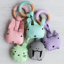 Load image into Gallery viewer, Wood Plush Rattle Teether Toy