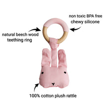 Load image into Gallery viewer, Wood Plush Rattle Teether Toy