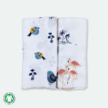 Load image into Gallery viewer, Bird & Flamingo Design Muslin Swaddle Wrap- Pack Of 2