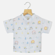 Load image into Gallery viewer, Blue Rainbow Theme Half Sleeves Muslin Nightsuit