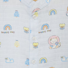 Load image into Gallery viewer, Blue Rainbow Theme Half Sleeves Muslin Nightsuit