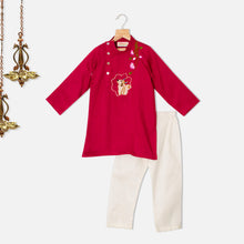 Load image into Gallery viewer, Red Pichwai Embroidered Kurta Pyjama