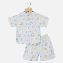 Load image into Gallery viewer, Blue Rainbow Theme Half Sleeves Muslin Nightsuit