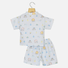 Load image into Gallery viewer, Blue Rainbow Theme Half Sleeves Muslin Nightsuit