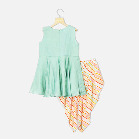 Green Fire Cracker Kurti Dhoti Set