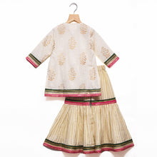Load image into Gallery viewer, Overlap Placket off-white Kurta & Sharara With Shaded Dupatta