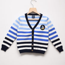 Load image into Gallery viewer, Blue And White Striped V- Neck Sweatshirt