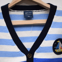 Load image into Gallery viewer, Blue And White Striped V- Neck Sweatshirt