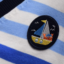 Load image into Gallery viewer, Blue And White Striped V- Neck Sweatshirt