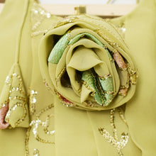 Load image into Gallery viewer, Green Georgette Flower Embroidered Ghagra Choli