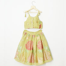 Load image into Gallery viewer, Green Georgette Flower Embroidered Ghagra Choli