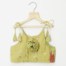 Load image into Gallery viewer, Green Georgette Flower Embroidered Ghagra Choli