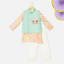 Load image into Gallery viewer, Little Fire Cracker Nehru Jacket With Lehriya Kurta & Pyjama