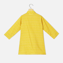Load image into Gallery viewer, Yellow Floral Nehru Jacket With Kurta & Pyjama