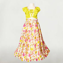 Load image into Gallery viewer, Green Frill Neck Choli With Floral Ghagra